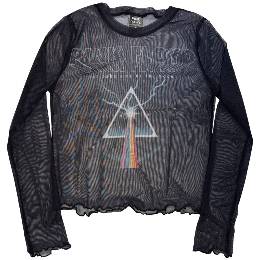 Pink Floyd - Lightning Prism Lady Navy Mesh Crop T-Shirt