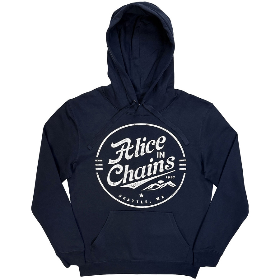 Alice In Chains - Circle Emblem (Navy Blue) Unisex Pullover Hoodie