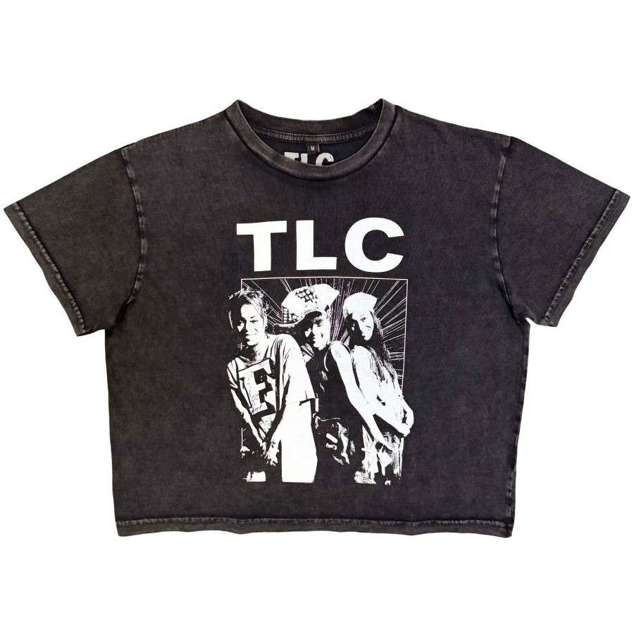 Tlc - Mono Group Photo Stone Wash Lady Char Crop Top