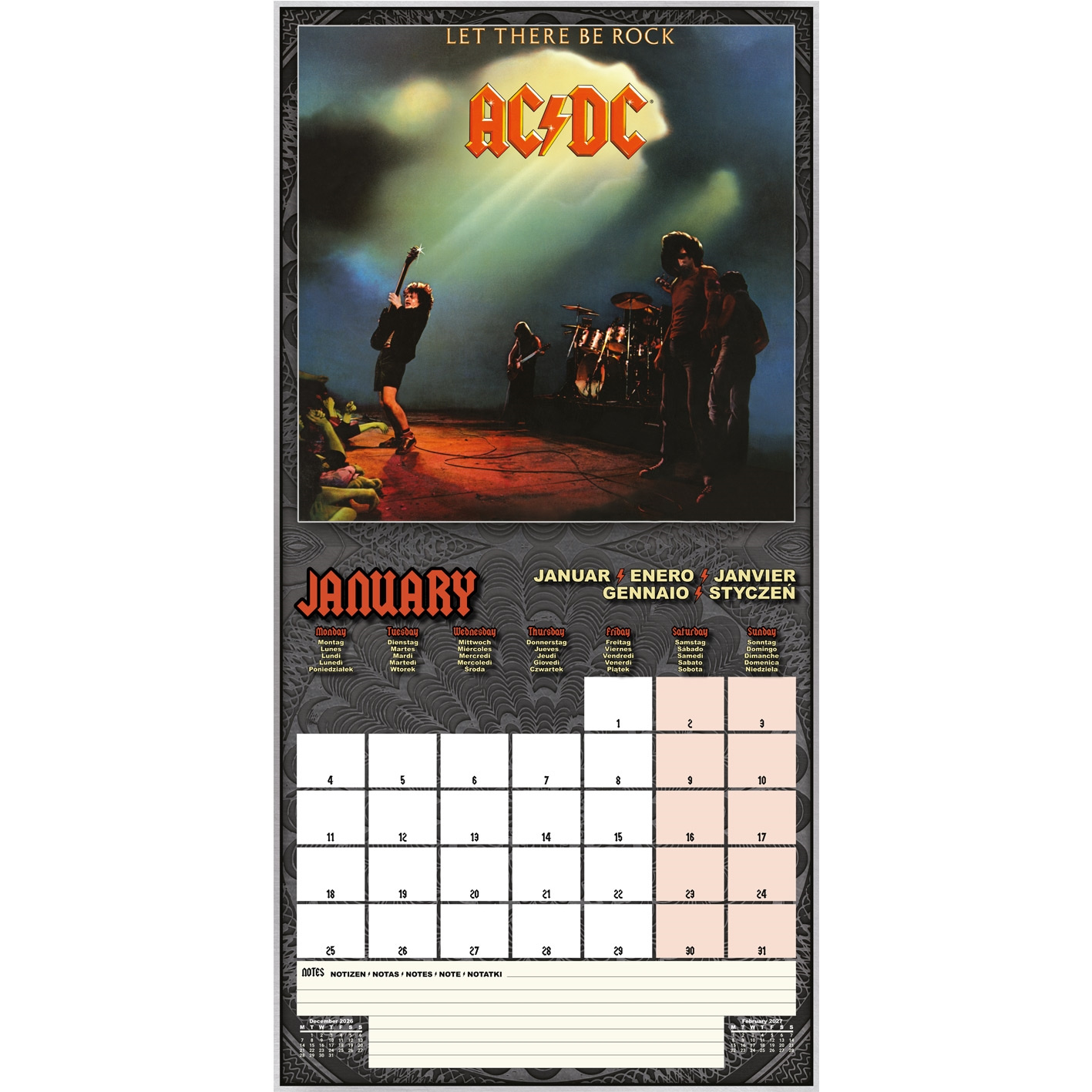Ac/Dc - Albums 2027 30X30 Square Calendar
