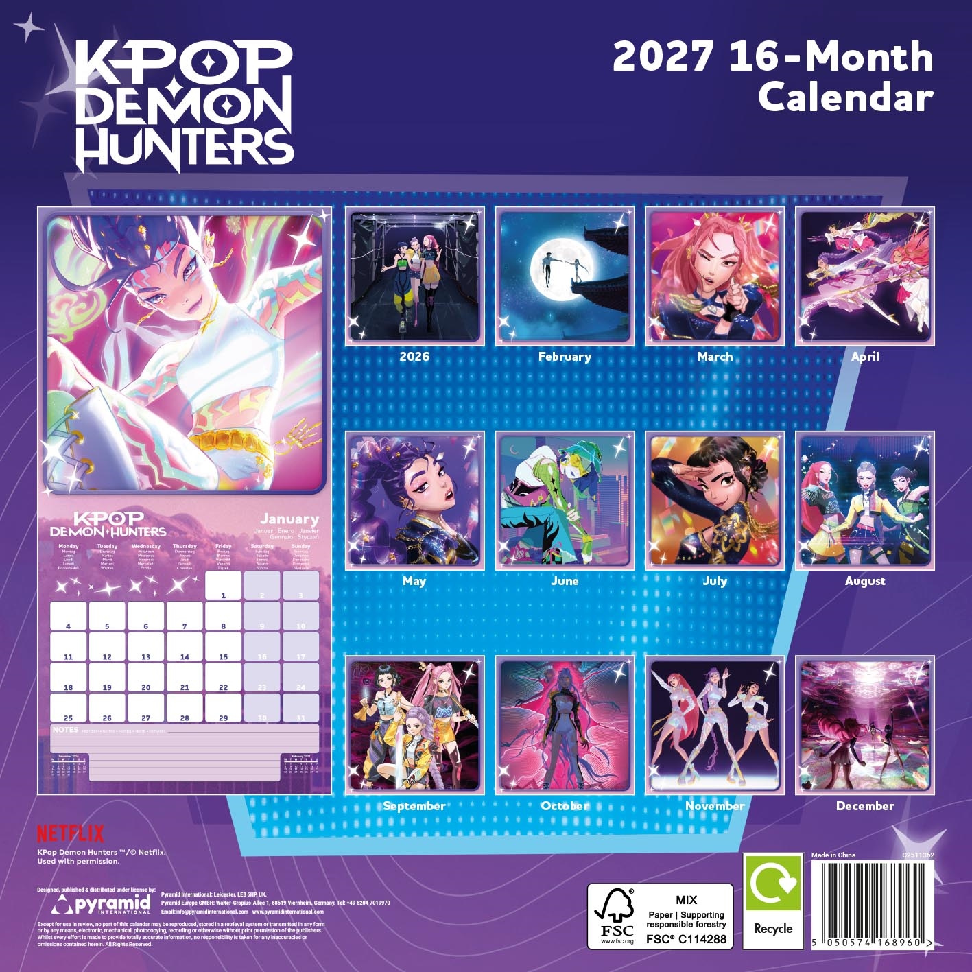 K-Pop Demon Hunters - 2027 30X30 Square Calendar